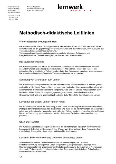 Methodisch-didaktische Leitlinien - Lernwerk