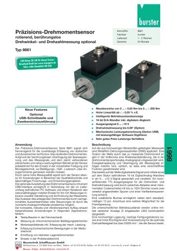 burster-Drehmomentsensor Serie 8661 - Industrie-Schweiz