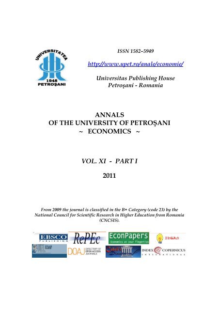 annals of the university of petroÅŸani âˆ¼ economics âˆ¼ vol. xi - part i  ...