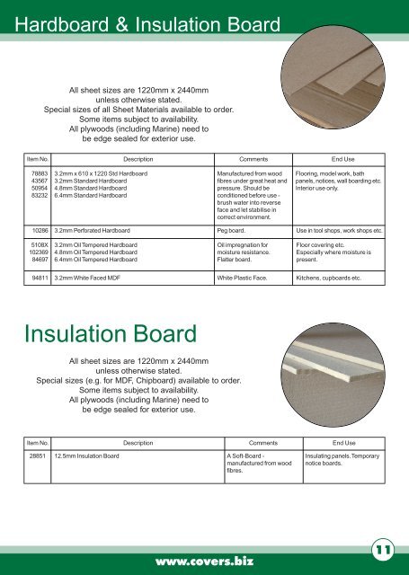 Sheet Materials brochure - Covers