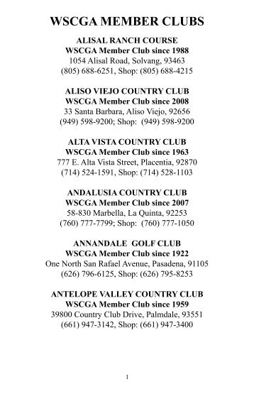 WSCGA MEMBER CLUBS - Women's Online Golf