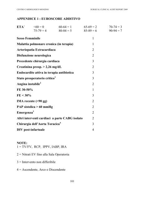 CLINICAL AUDIT REPORT 2009 - Centro Cardiologico Monzino