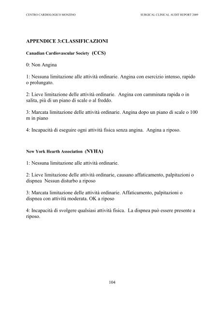 CLINICAL AUDIT REPORT 2009 - Centro Cardiologico Monzino