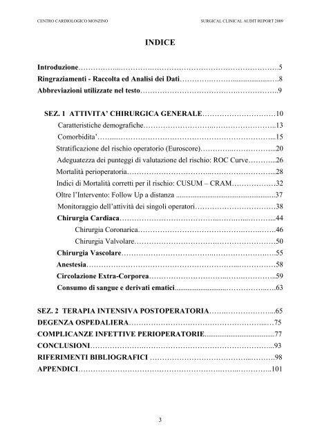 CLINICAL AUDIT REPORT 2009 - Centro Cardiologico Monzino