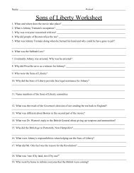 Sons of Liberty Worksheet
