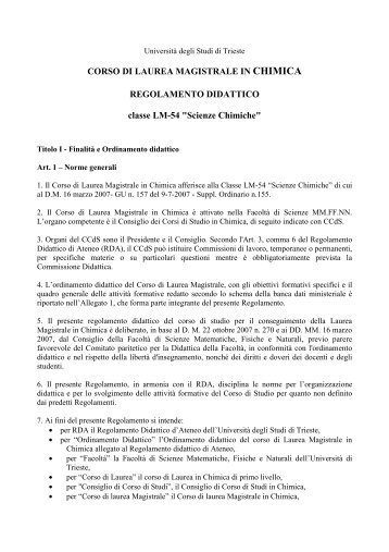 Regolamento Didattico - FacoltÃ  di Scienze Matematiche, Fisiche e ...