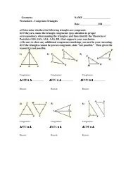 Worksheet - Congruent Triangles