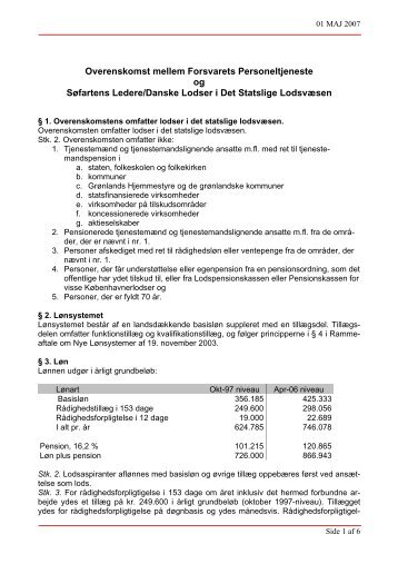 Overenskomst mellem Forsvarets ... - SÃ¸fartens Ledere