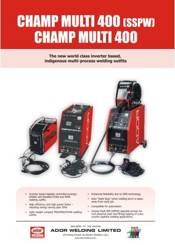 CHAMP MULTI 400 (sspw) - Ador Welding Ltd