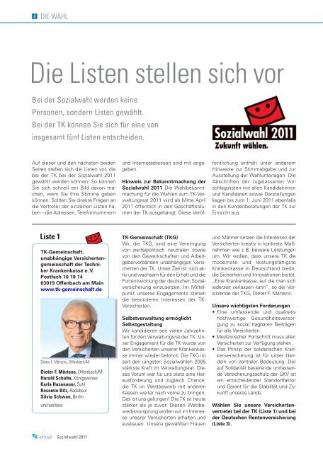 TK - Kandidaten und Listen ( PDF , 1.3 MB ) - Sozialwahl 2011