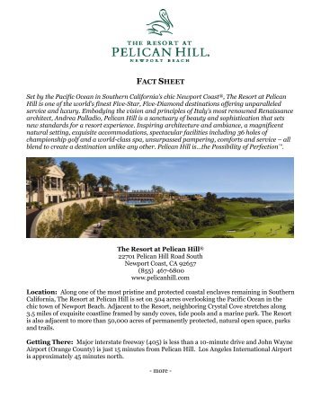 FACT SHEET - The Resort at Pelican Hill