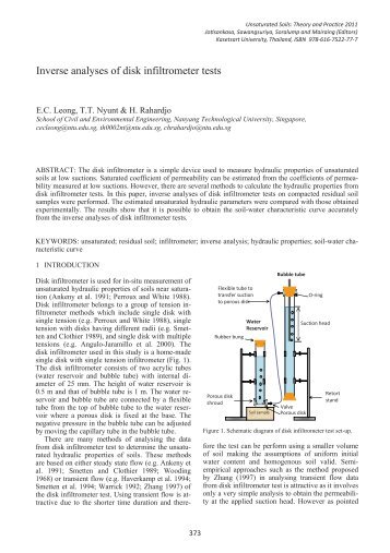 Inverse analyses of disk infiltrometer tests