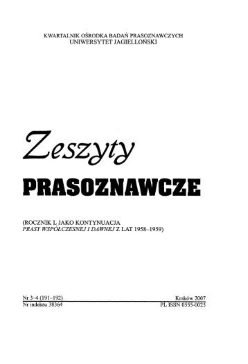 Zeszyty PRASOZNAWCZE