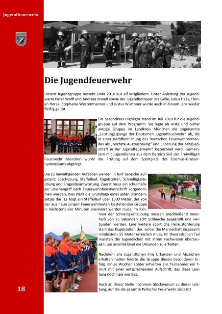 Jahresbericht 2010 - Freiwillige Feuerwehr Pullach