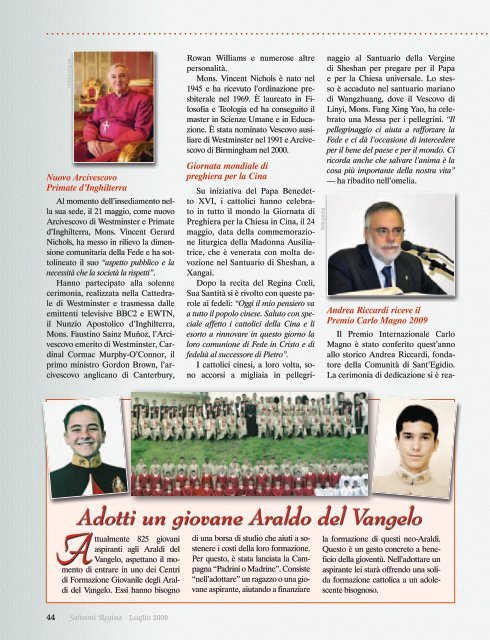 Rivista Araldi del Vangelo - Salvamiregina.it