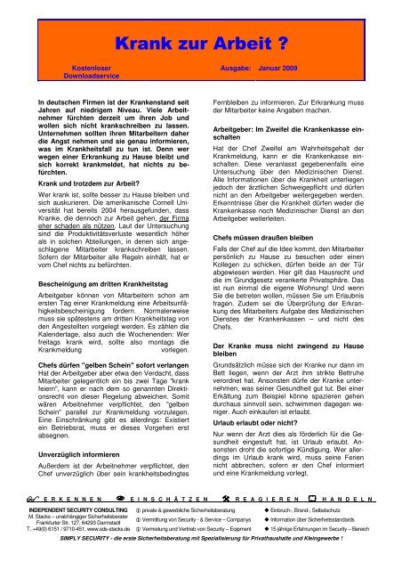 Krank Zur Arbeit Pdf Sds Stacks