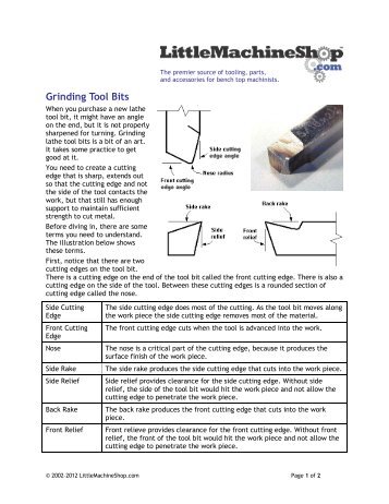 Grinding Tool Bits - Little Machine Shop