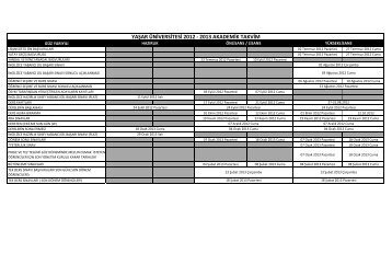 2012-2013 Akademik Takvim - YaÃ…ÂŸar ÃƒÂœniversitesi
