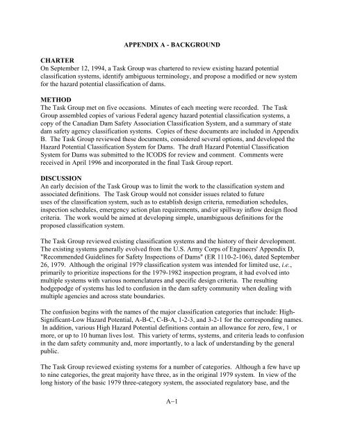 Hazard Potential Classification Systems for Dams, FEMA 333