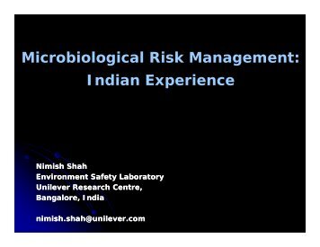 Microbiological Risk Management: I di E i Indian ... - ILSI India