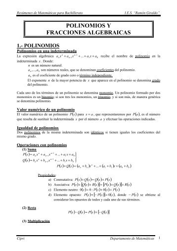 03-POLINOMIOS Y FRACCIONES ALGEBRAICAS