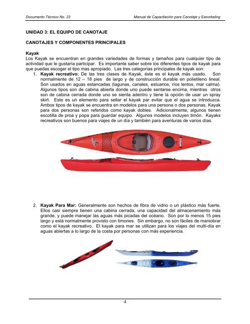 Manual de Capacitación para Canotaje y ... - Mbrs.doe.gov.bz