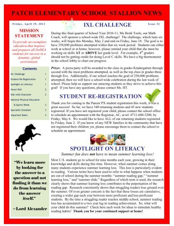 patch elementary school stallion news mission statement