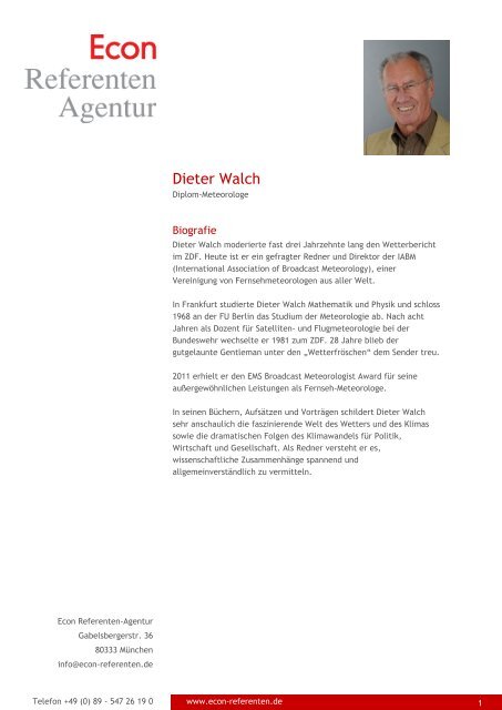 Dieter Walch - Econ Referenten-Agentur