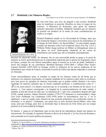 2.7 Dedekind y los NÃºmeros Reales. - MatemÃ¡ticas y FilosofÃ­a en el ...