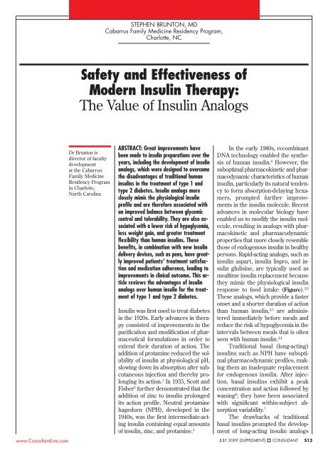 Safety and Effectiveness of Modern Insulin Therapy: The Value of ...