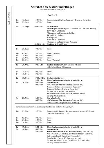 Stiftshof-Orchester Sindelfingen - Evangelische Martinskirche ...
