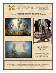 2ND SUNDAY OF LENT - St Peter the Apostle Catholic Church