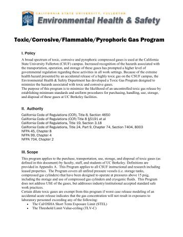 Toxic/Corrosive/Flammable/Pyrophoric Gas Program - Risk ...