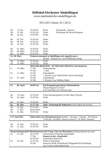 Stiftshof-Orchester Sindelfingen - Evangelische Martinskirche ...