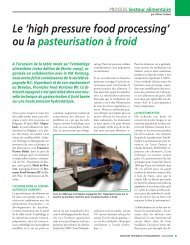 Le 'high pressure food processing' ou la pasteurisation Ã  froid