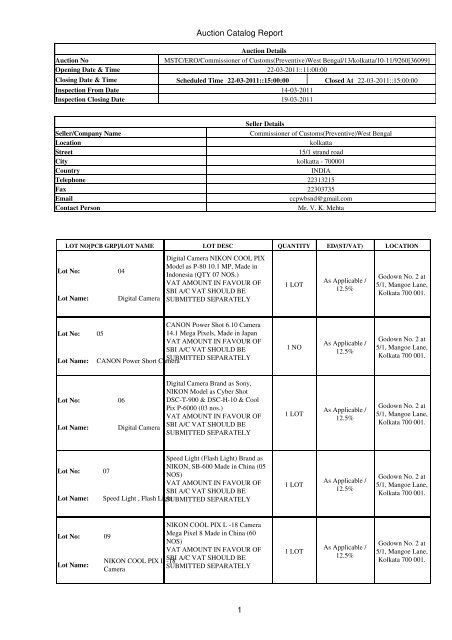 Auction Catalog Report