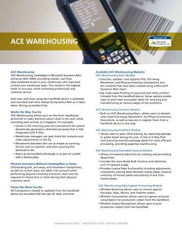 ACE WAREHOUSING - Lanham Associates