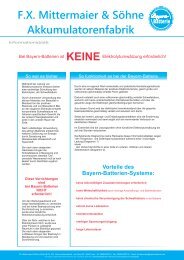 Keine Elektrolytumwälzung - Bayern-Batterien