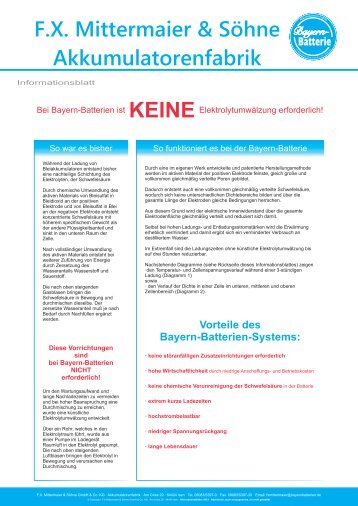 Keine Elektrolytumwälzung - Bayern-Batterien