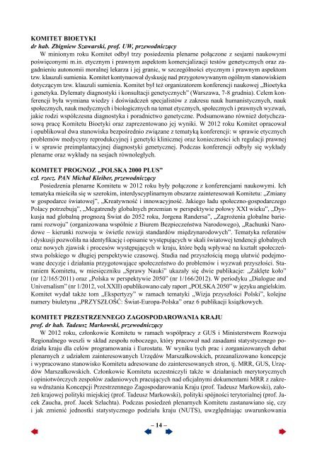 Sprawozdanie za 2012 rok - Portal Wiedzy PAN - Polska Akademia ...