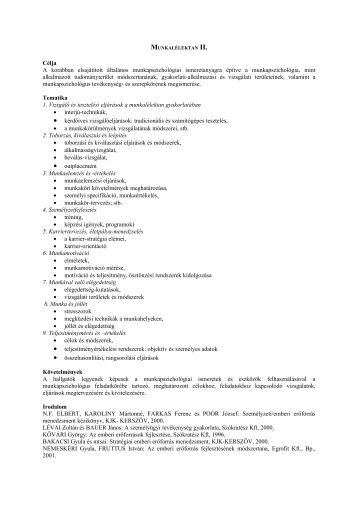 FEJEZETEK A MUNKALÃLEKTANBÃL - DE PszicholÃ³giai IntÃ©zet