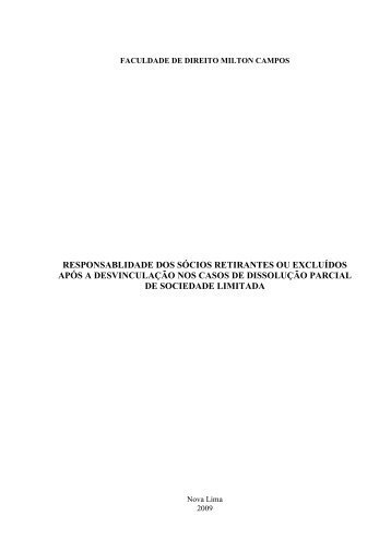 Responsabilidade dos sÃ³cios retirantes ou ... - Milton Campos