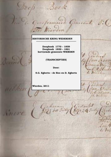Transcriptie Doopboeken 1770-1891 - Historische Kring Wederden