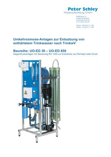 UO-ED 30 - UO-ED 850 - Peter Schley Wasseraufbereitung GmbH