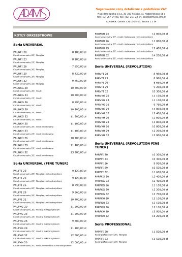 KOTÅY ORKIESTROWE Seria UNIVERSAL Seria ... - Music Info