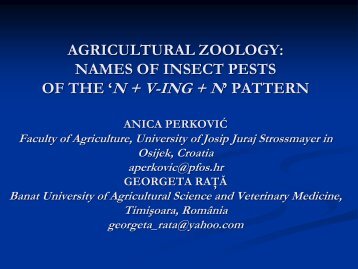 AGRICULTURAL ZOOLOGY: NAMES OF INSECT PESTS OF THE ...