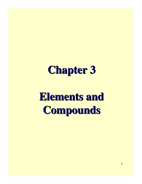 Chapter 3 Elements and Compounds