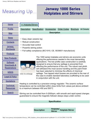 Jenway 1000 Series Hotplates and Stirrers - Comlibris