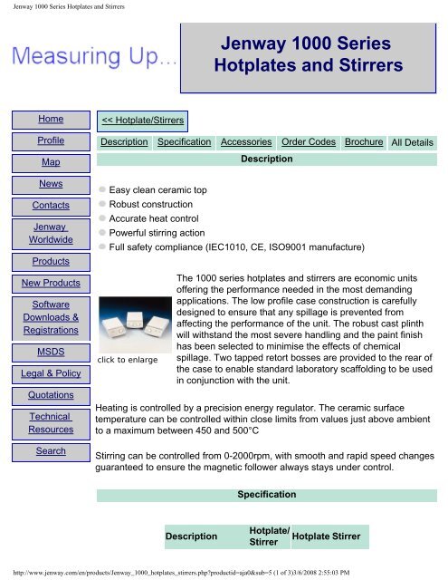 Jenway 1000 Series Hotplates and Stirrers - Comlibris