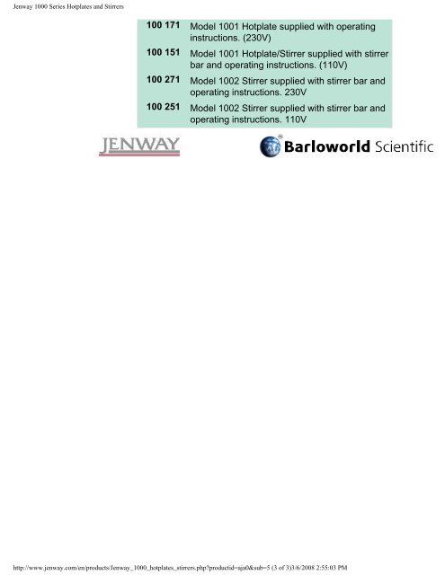 Jenway 1000 Series Hotplates and Stirrers - Comlibris